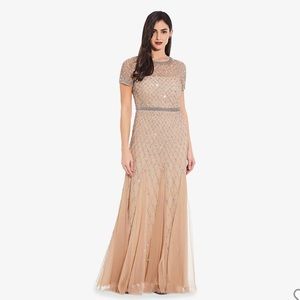Adrianna Papell Gold Cap Sleeve Dress